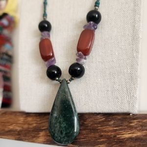 Artisan Multi-Colored Natural Gemstone Single Strand Beaded Necklace